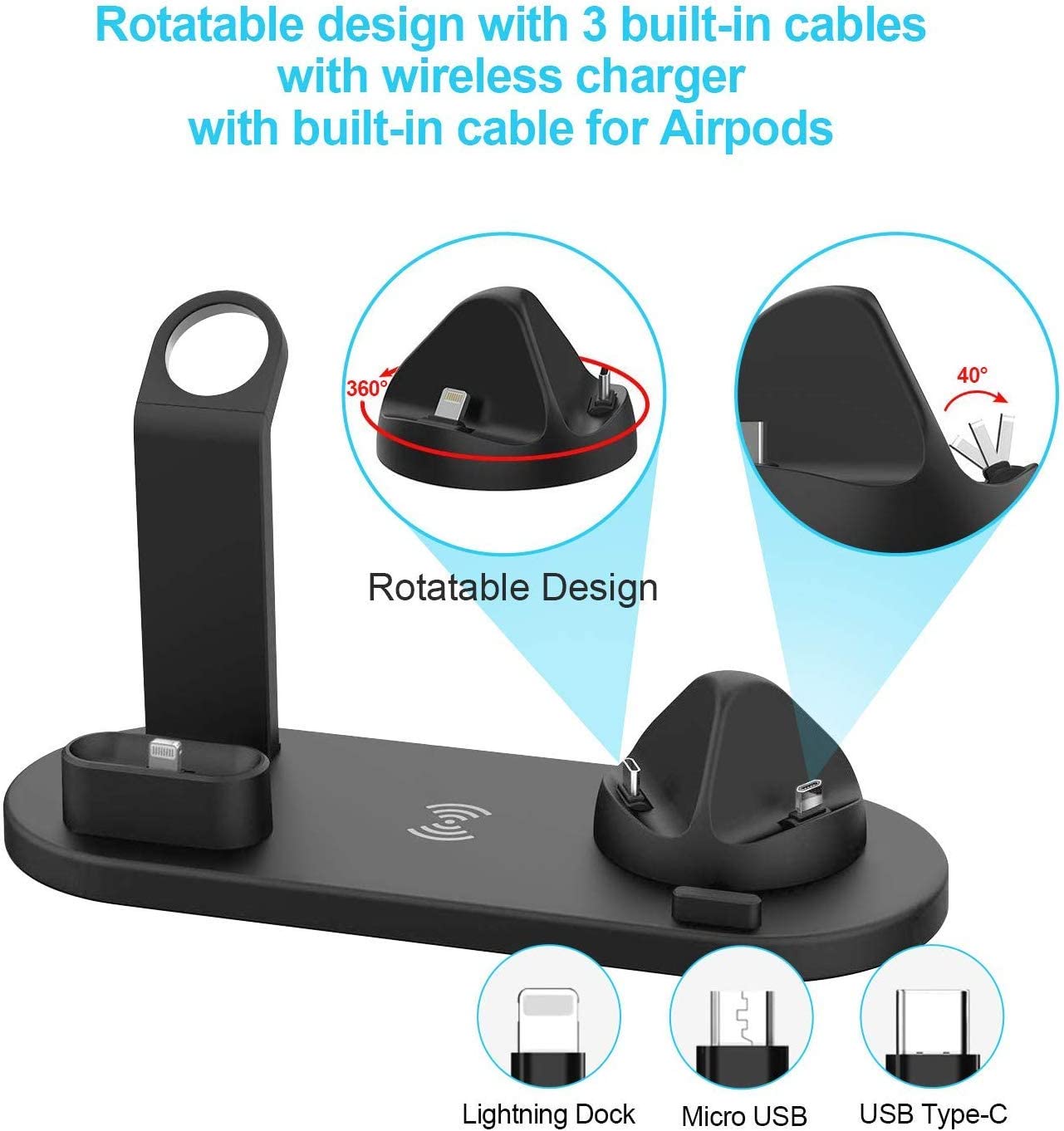 Wireless Charging Station for iPhone & Android