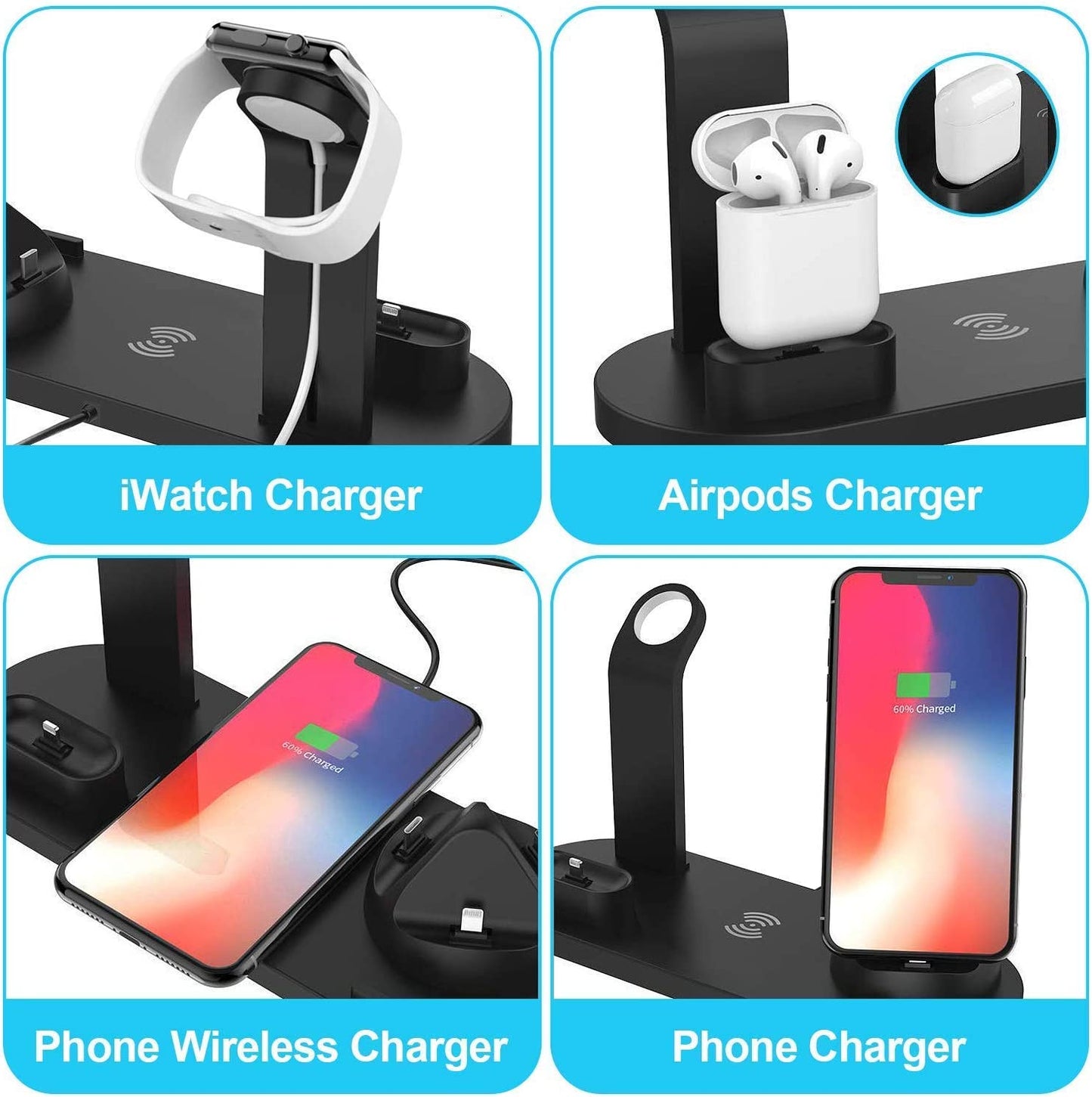 Wireless Charging Station for iPhone & Android